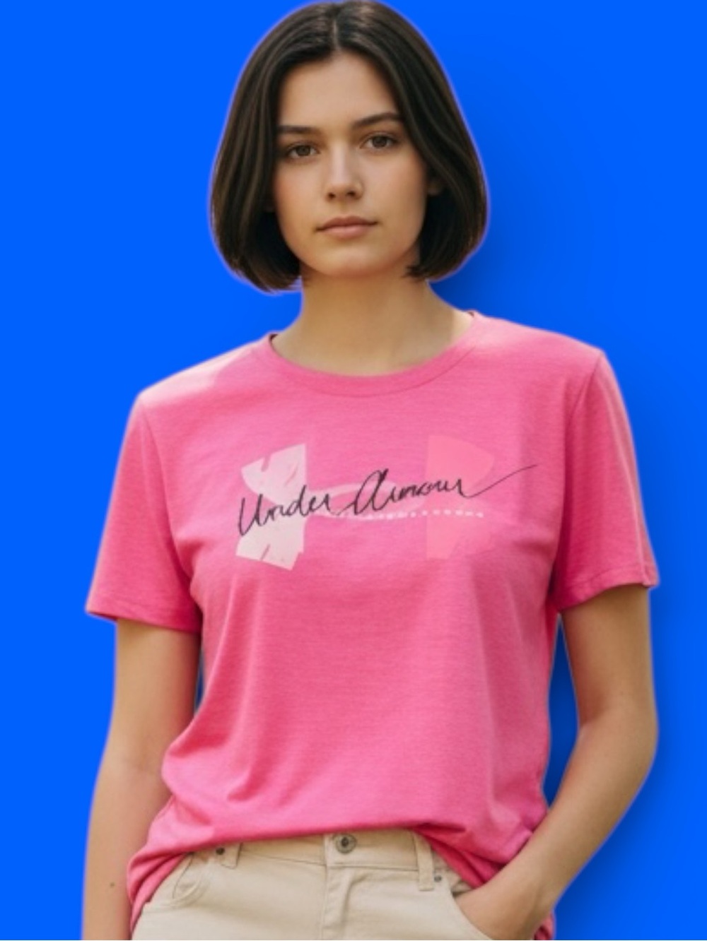 Under Armour Women’s Pink & Black Graphic Crewneck Tee. NWOT